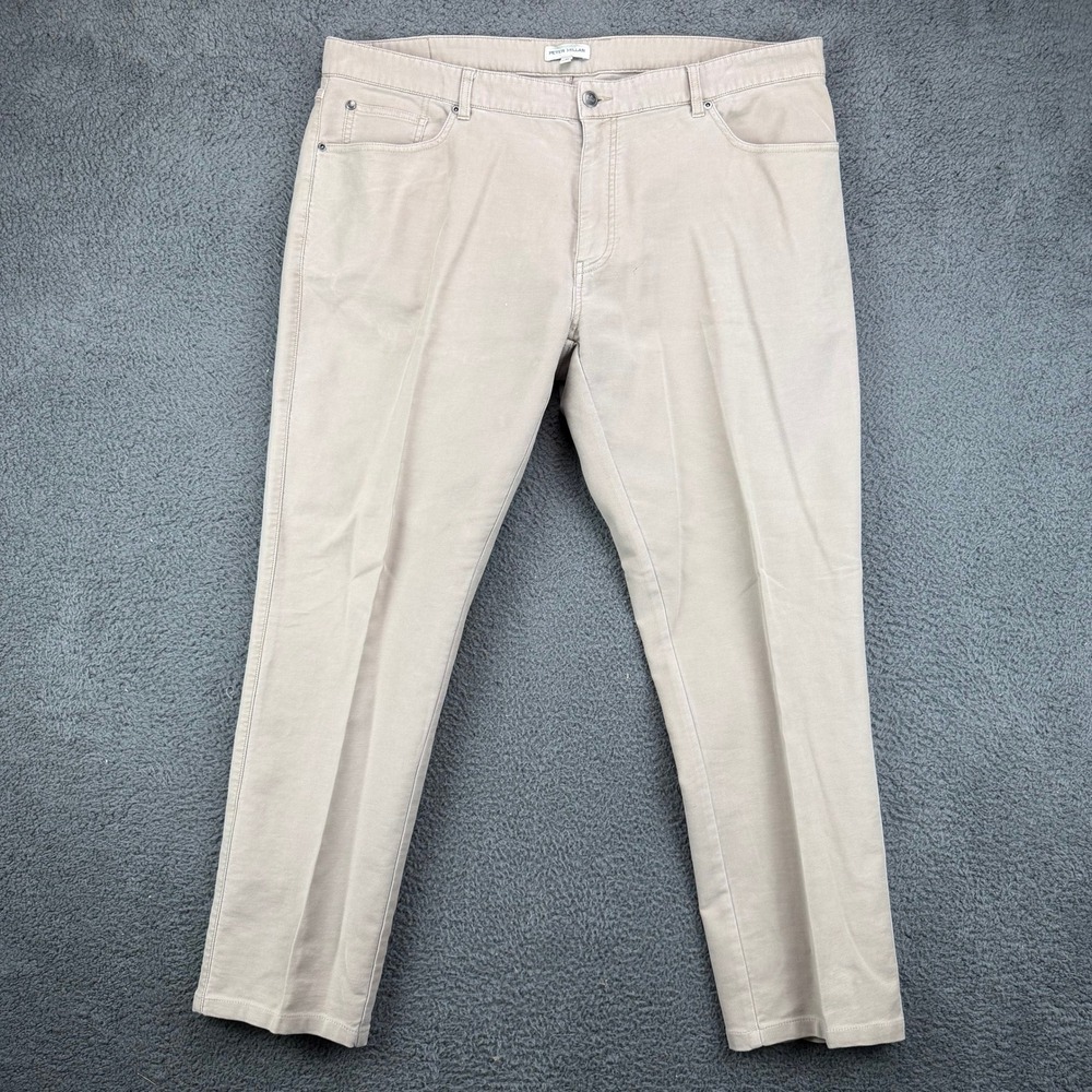 Peter Millar Mens 40 Beige 5-Pocket Twill Pants Khaki Straight Leg Casual Cotton